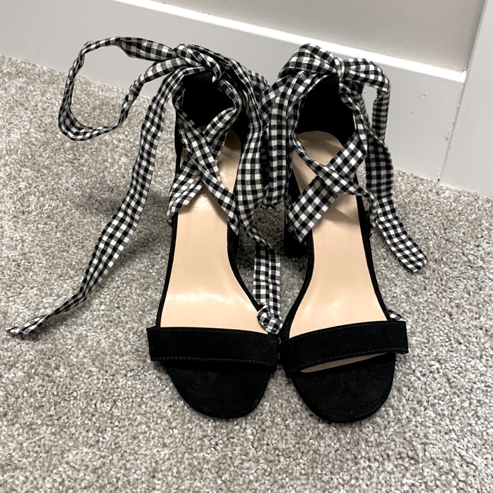 Black & White Lace Up Heels